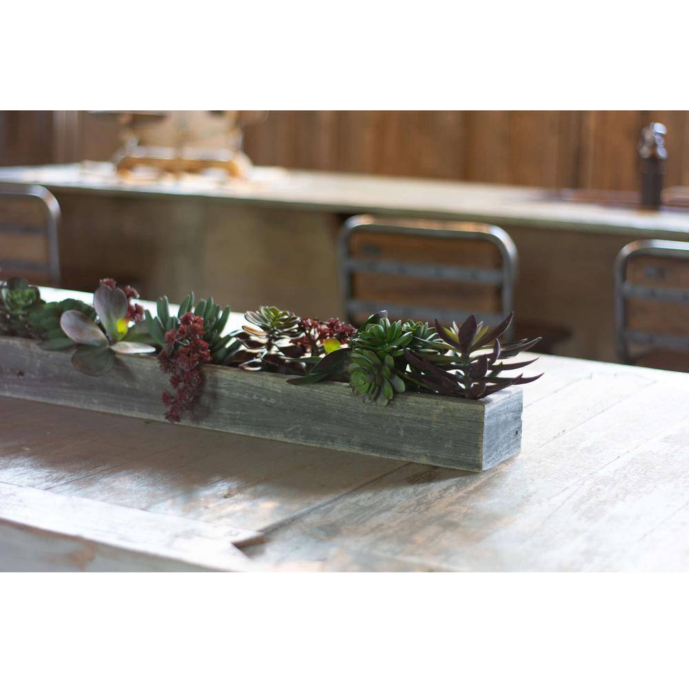 Rustic Farmhouse 35.5" Weathered Gray Reclaimed Wood Decorative Display Box