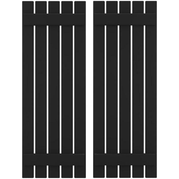 Ekena Millwork 19-1/2 in. W x 37 in. H Americraft 5-Board Exterior Real Wood Spaced Board and Batten Shutters in Black