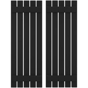 19-1/2 in. W x 82 in. H Americraft 5 Board Exterior Real Wood Spaced Board and Batten Shutters Black