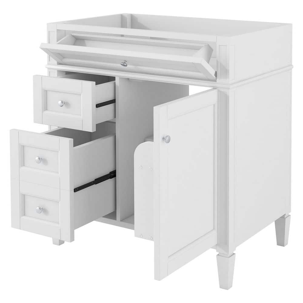 29.3 in. W x 18.2 in. D x 33 in. H Freestanding Bath Vanity Cabinet without Top in White w/ Tip-Out Drawer(Unassembled)