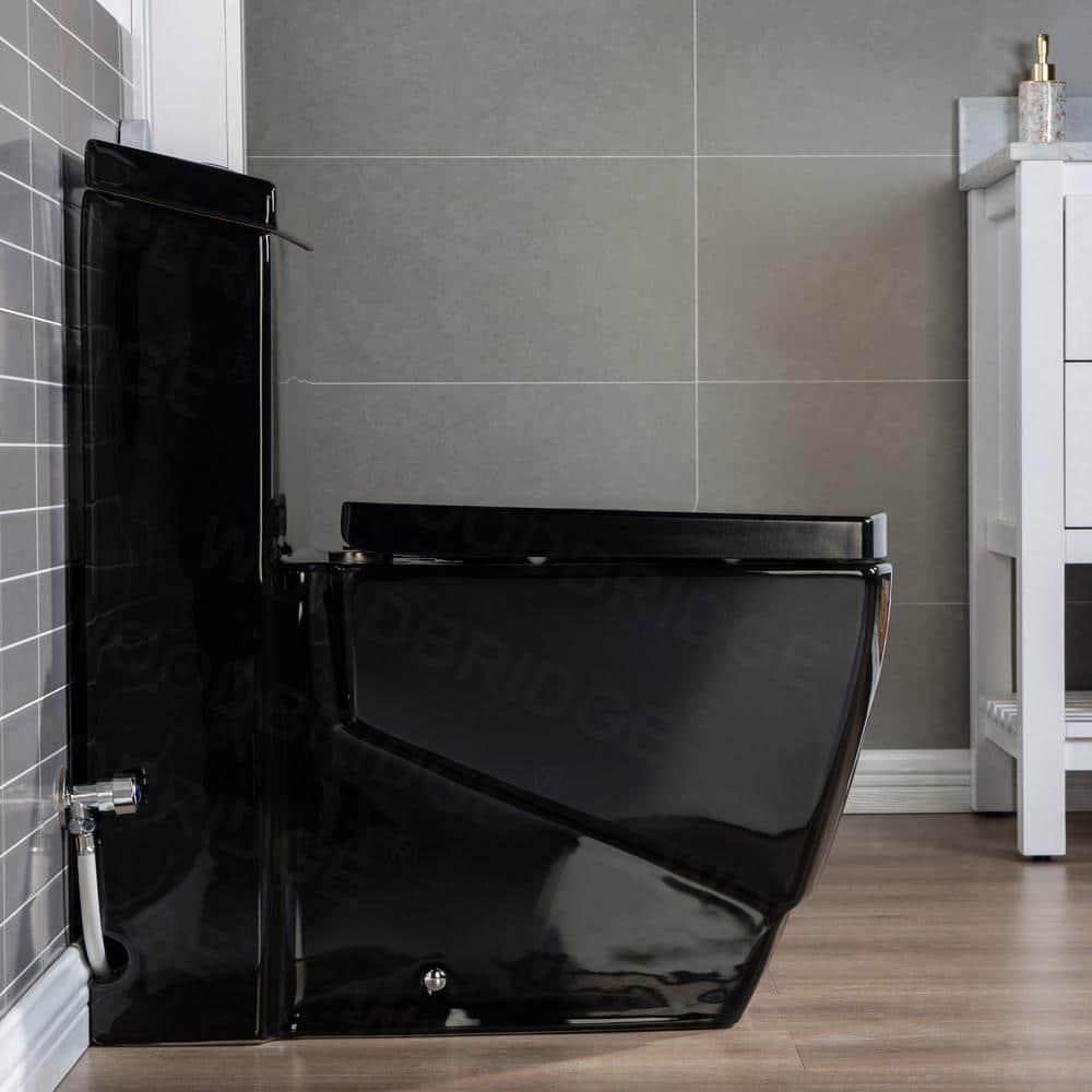 Black Square One-Piece Dual Flush Chair Height Toilet