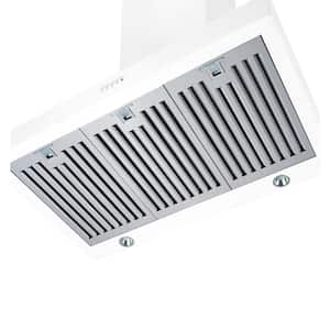 30 in. 560 CFM Wall Canopy Ventilation Hood in White, Wall Mounted with Lights