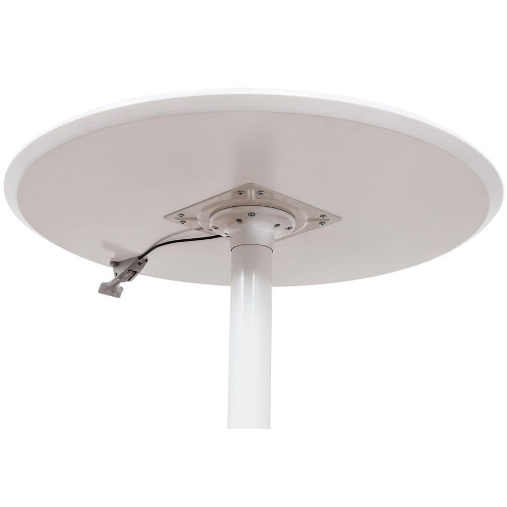 Contemporary White Round Wood Bar Height Adjustable Table
