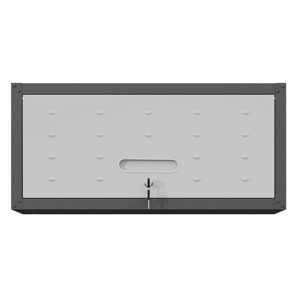 Unbranded 29.5 in. W x 11.8 in. D x 13.6 in. H Metal Bathroom Storage Wall Cabinet Locking Garage Storage Cabinet in Black/Gray