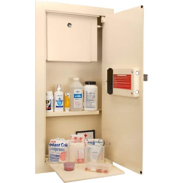 BARSKA 0.82 cu. ft. Steel Large Wall Biometric Safe, Cream