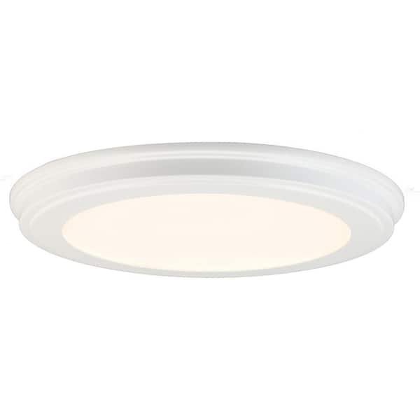 Commercial Electric 15 in. White LED Ceiling Flush Mount with White Acrylic Shade