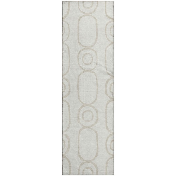 Mayfield Premium Machine Washable Abstract AMF2344 Ivory 2 ft. x 7 ft. Runner Rug