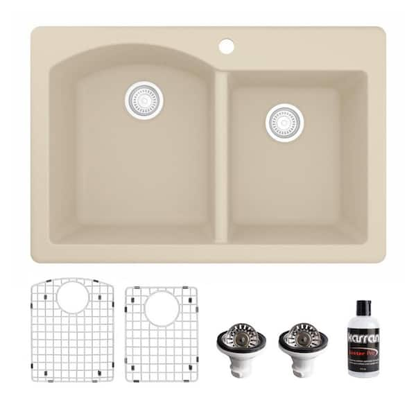 Karran QBSBI 3-1/2 in. Kitchen Sink Basket Strainer in Bisque