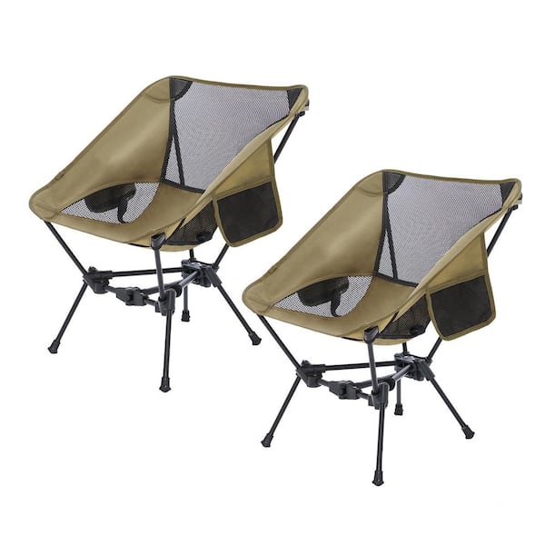 Portable Camping Chair Backpacking Chair-Compact, Lightweight Foldable Chairs Khaki 2-Pack