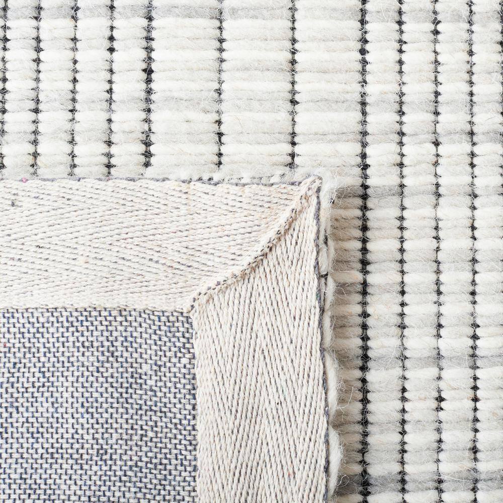 Gray and Beige Wool Stripe Flat Woven 8' x 10' Rug
