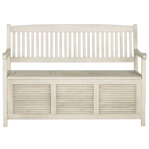 Brisbane 50 in. 2-Person Distressed White Acacia Wood Outdoor Bench