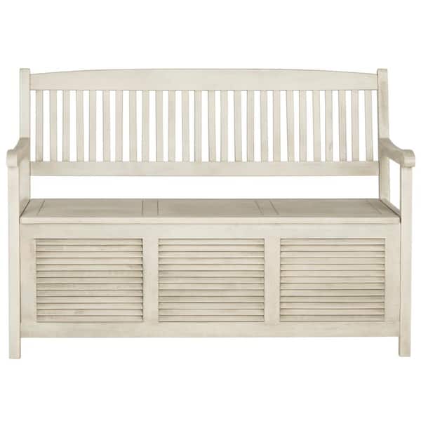 Brisbane 50 in. 2-Person Distressed White Acacia Wood Outdoor Bench