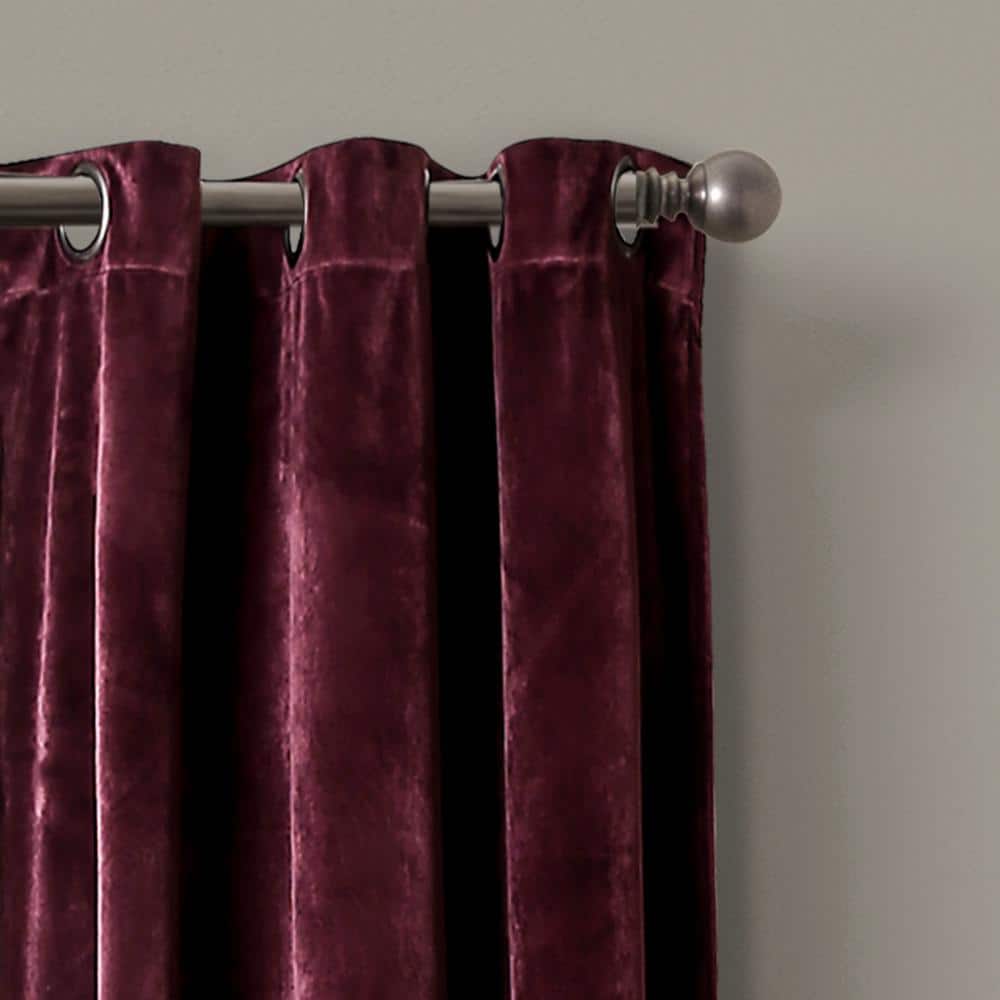 Prima Plum Velvet Room Darkening Curtain Pair