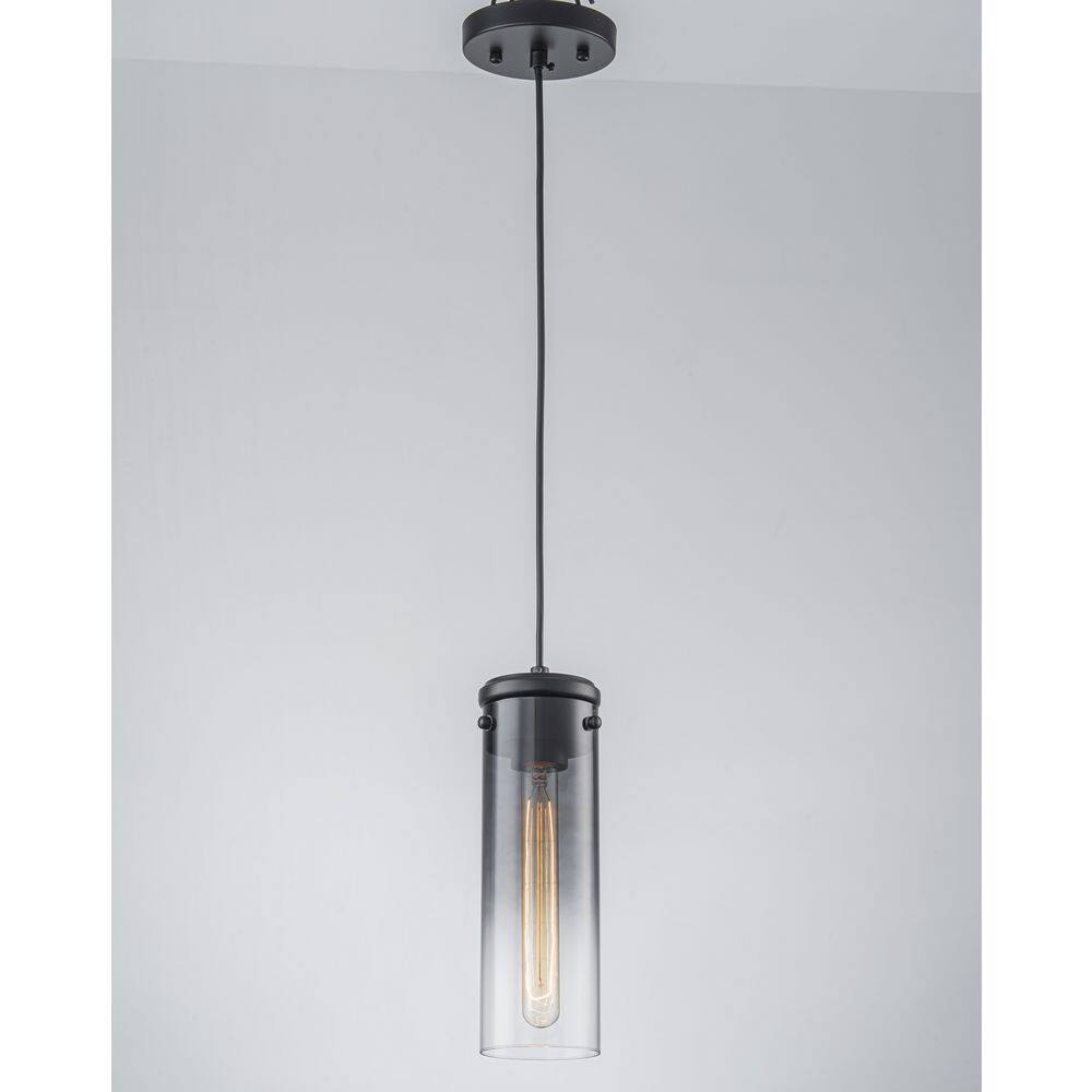 1-Light Modern Black Pendant Light with Gradient Gray Cylinder Glass Shade for Kitchen Island price history on PriceWatchPro