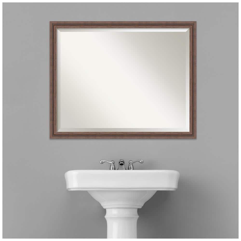 Distressed Rustic Brown Wood Rectangular Bathroom Vanity Mirror