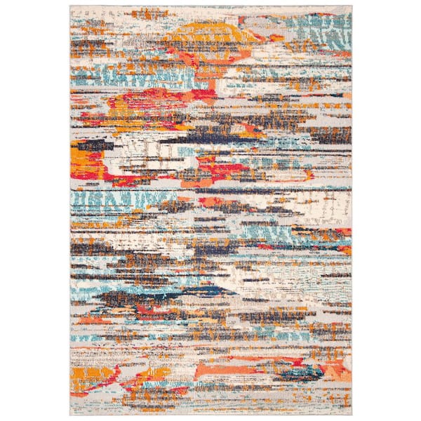 SAFAVIEH Madison Ivory/Multi 4 ft. x 6 ft. Abstract Striped Area Rug