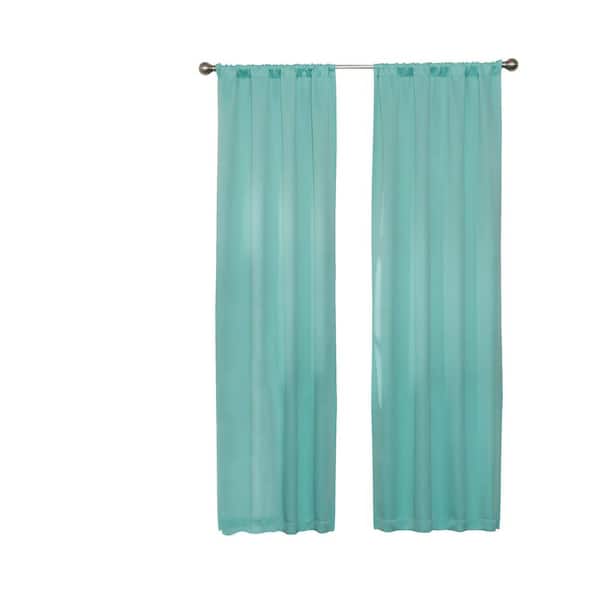 null Darrell ThermaWeave Mint Solid Polyester 37 in. W x 63 in. L Blackout Single Rod Pocket Curtain Panel