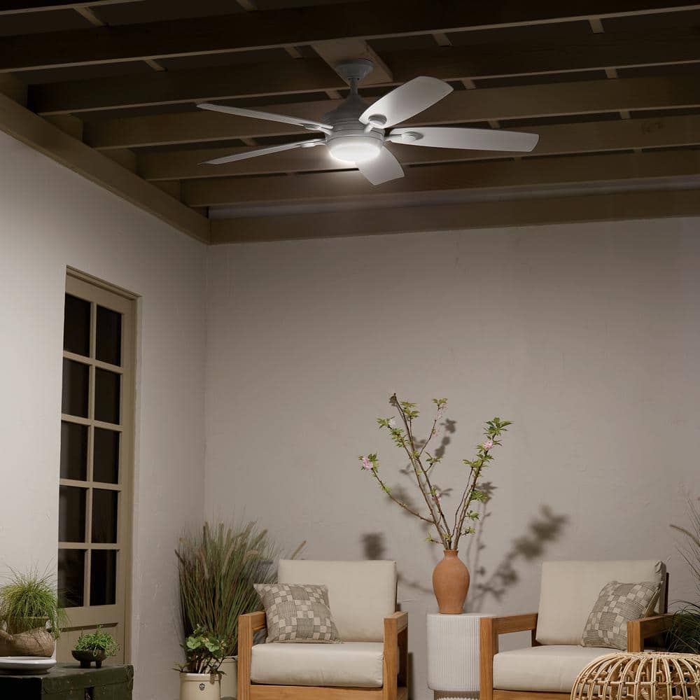 White 56-Inch 5-Blade Ceiling Fan with LED Light and Remote