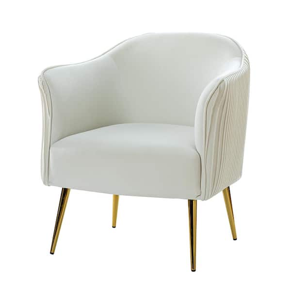 JAYDEN CREATION Juliis Ivory Barrel Chair with Metal Legs