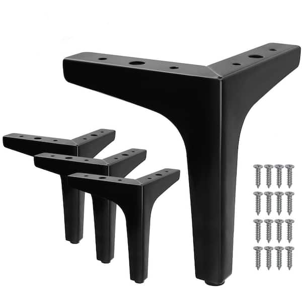 Angel Sar 7 in. Black Metal Matte Black Triangle Legs for Table Cupboard Sofa Couch Chair (4-Pack)
