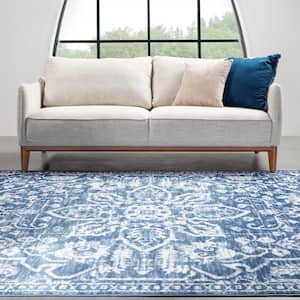 Dazzle Disa Light Blue Vintage Bohemian Distressed Medallion Oriental 3 ft. 11 in. x 5 ft. 3 in. Accent Area Rug