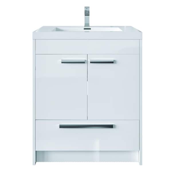Lugano 24 in. Single Sink White Bath Vanity with White Acrylic Top (Assembled)