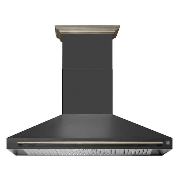 Aria 60 in. Wall-Mounted Range Hood in Black, Ducted 1200 CFM