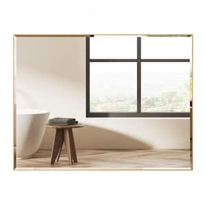 32 in. W x 24 in. H Rectangular Framed Beveled Edge Wall Mounted Bathroom Vanity Mirror in Gold