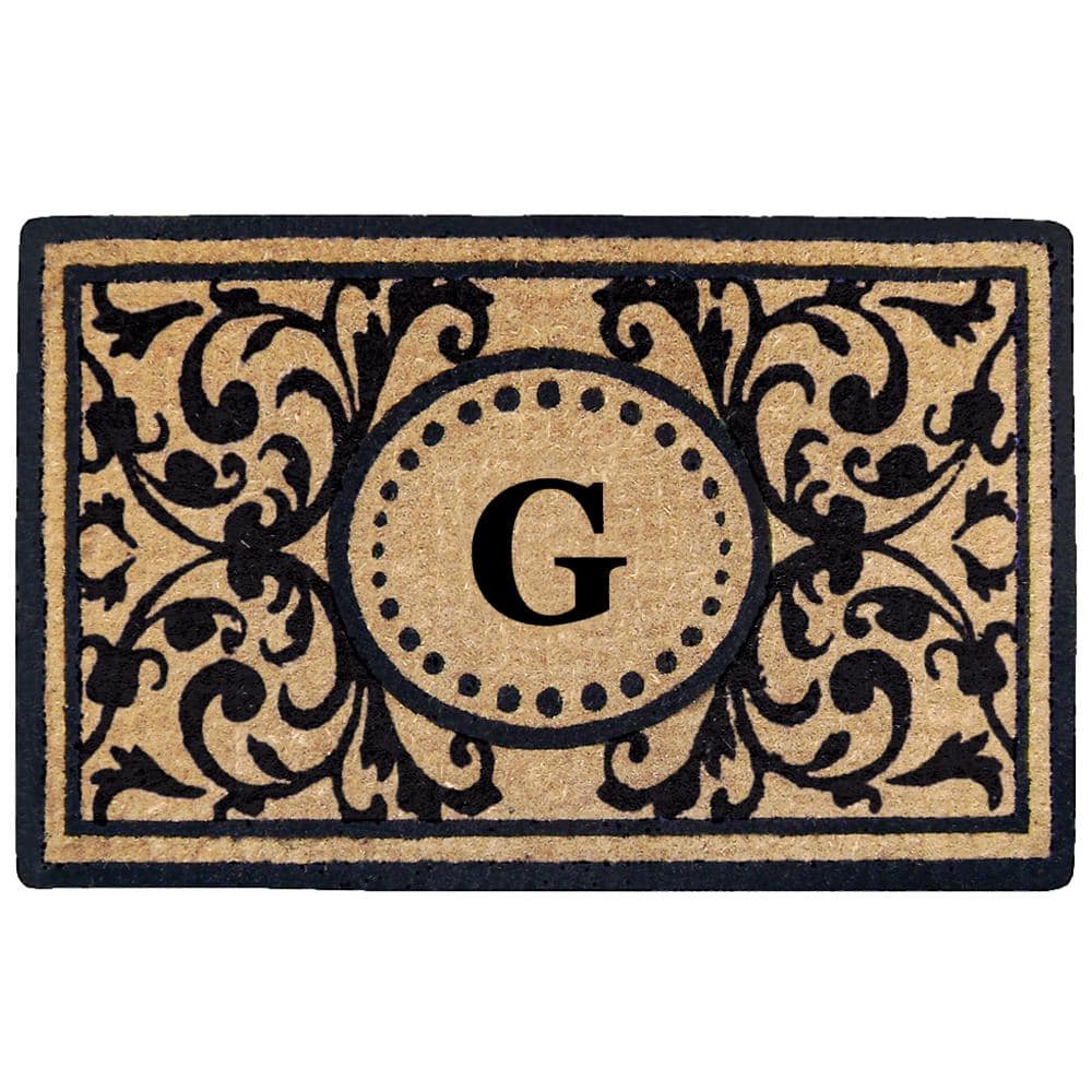 Heavy Duty Black 22 in. x  36 in. Coir Heritage Monogrammed G Indoor Outdoor Door Mat price history on PriceWatchPro