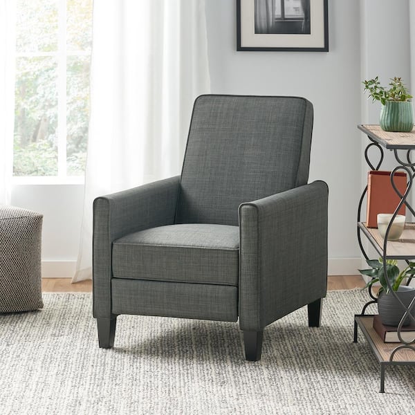 CHRISTOPHER KNIGHT HOME Dark Gray Linen Classic Push Back Recliner Accent Armchair for Living Room, Bedroom and Office