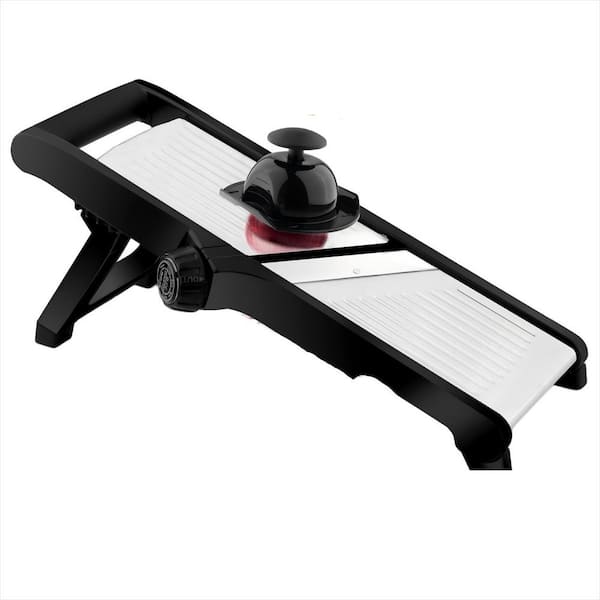 Adjustable Stainless Steel Mandoline Slicer with Cut-Resistant Gloves for Vegetable and Fruit, Black