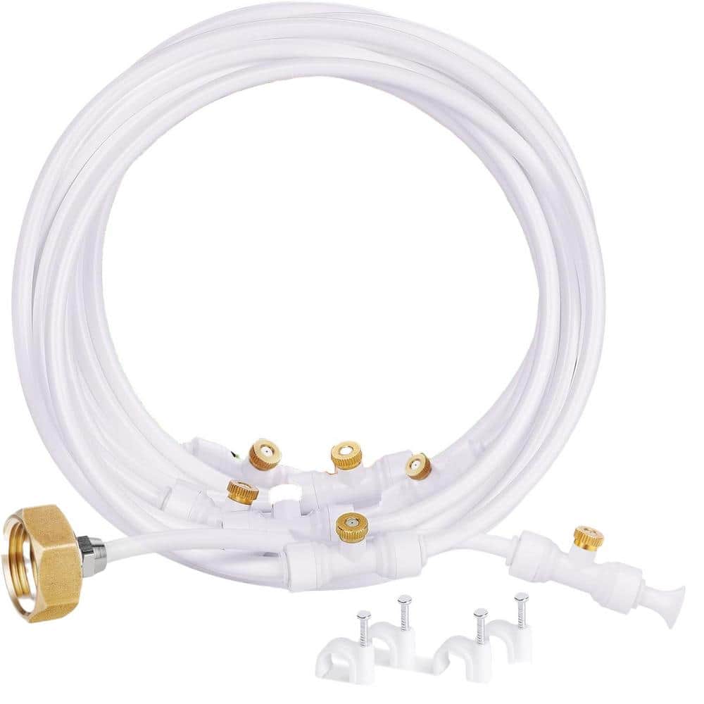 26.3 ft. Misting Cooling System with 7 Brass Mist Nozzle, Brass Adapter 3/4 in. for Backyard, Garden, Trampoline price history on PriceWatchPro