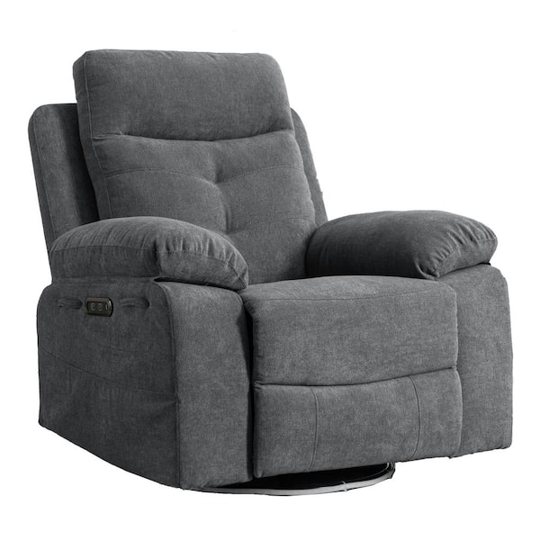 Unbranded Dark Grey Metal Outdoor Recliner Chair with Cushions, Bluetooth, LED Light Side Arm,Storage Pockets,Charging Port Button