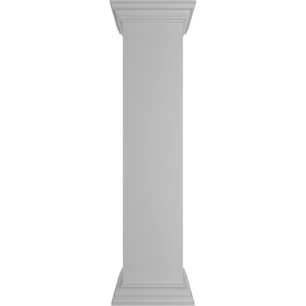 Ekena Millwork Plain 40 in. x 10 in. White Box Newel Post with Flat Capital and Base Trim (Installation Kit Included)