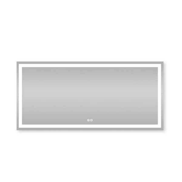 FORCLOVER Anti-Fog LED Light 72 in. W x 36 in. H Large Rectangular Frameless Wall Mounted Bathroom Vanity Mirror (Without Plug)