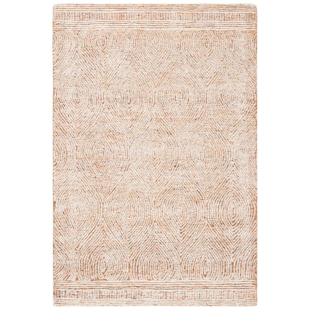 Ivory and Rust Abstract Hand-Tufted Wool Rug, 3' x 5'