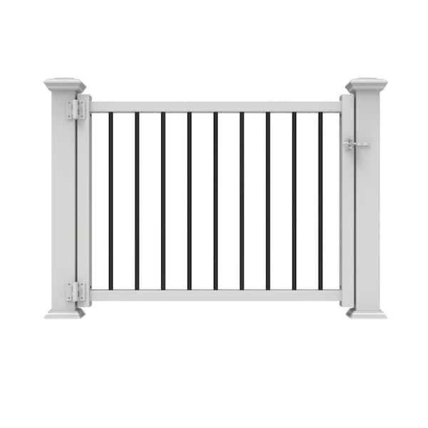 Veranda 36 in. to 48 in. Traditional White Poly-Composite Rail Gate Kit with Metal Balusters