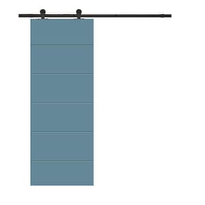 Modern Classic Series 30 in. x 80 in. Dignity Blue Stained Composite MDF Paneled Sliding Barn Door with Hardware Kit