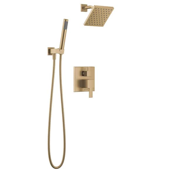 Modern Gold 2-Handle Shower Trim Kit in Champagne Bronze with Hand Shower (Valve Not Included)