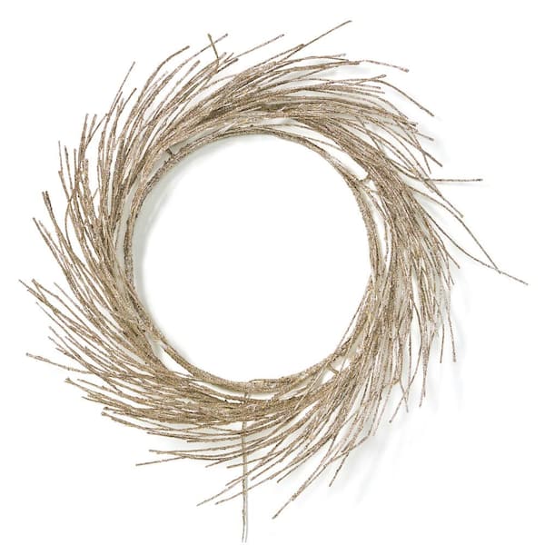 Tatahance Champagne Paper Wreath Flower Wall Decal with LED Lights 24 in. x 24 in.
