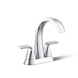 Cursiva 4 in. Centerset Double Handle Bathroom Faucet in Polished Chrome