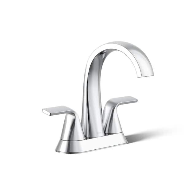 KOHLER Cursiva 4 in. Centerset Double Handle Bathroom Faucet in Polished Chrome