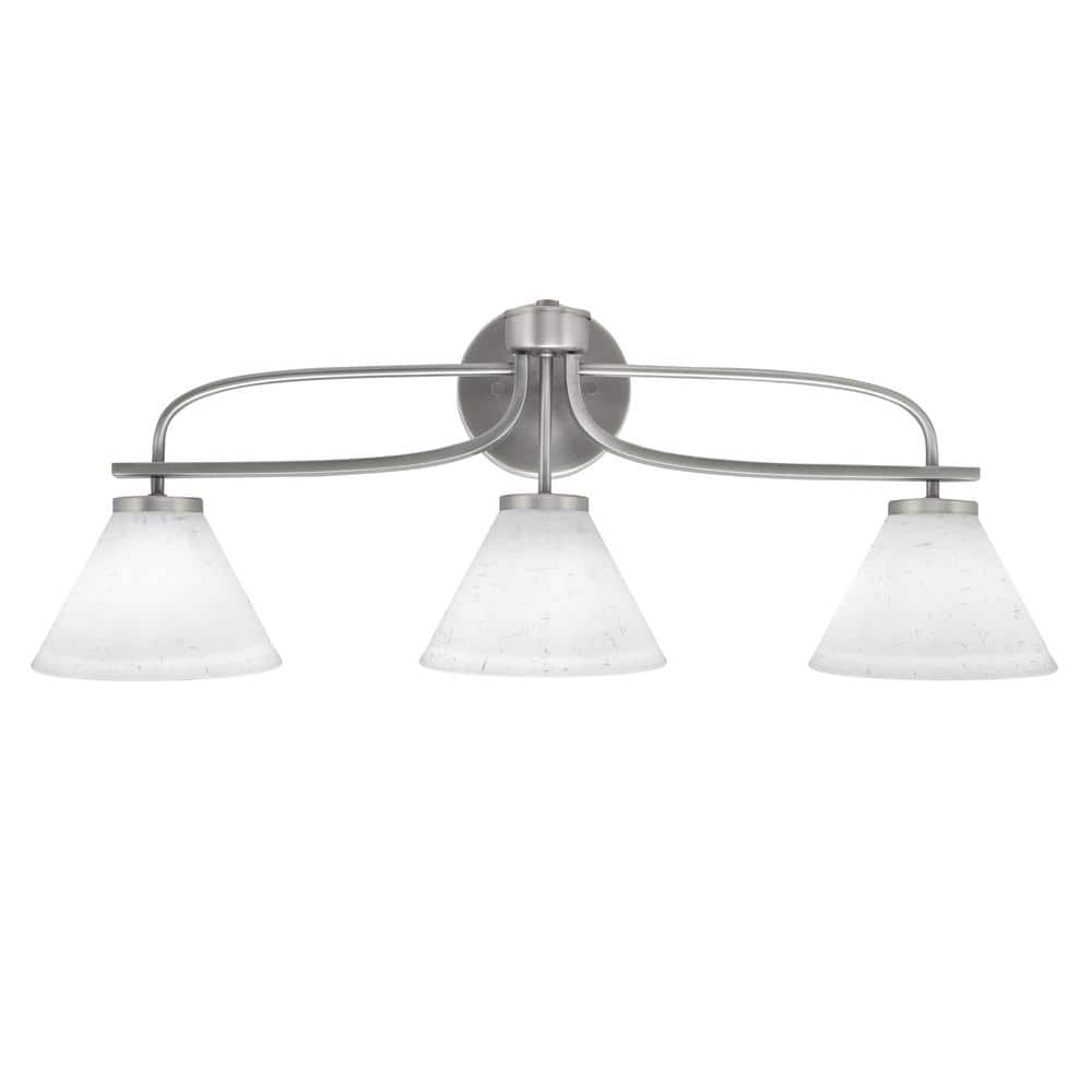 Olympia 28.5 in. 3-Light Graphite Vanity Light White Muslin Glass Shade