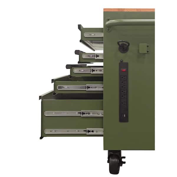 Husky 46 in. W x 18.1 in. D 9-Drawer Army Green Mobile Workbench