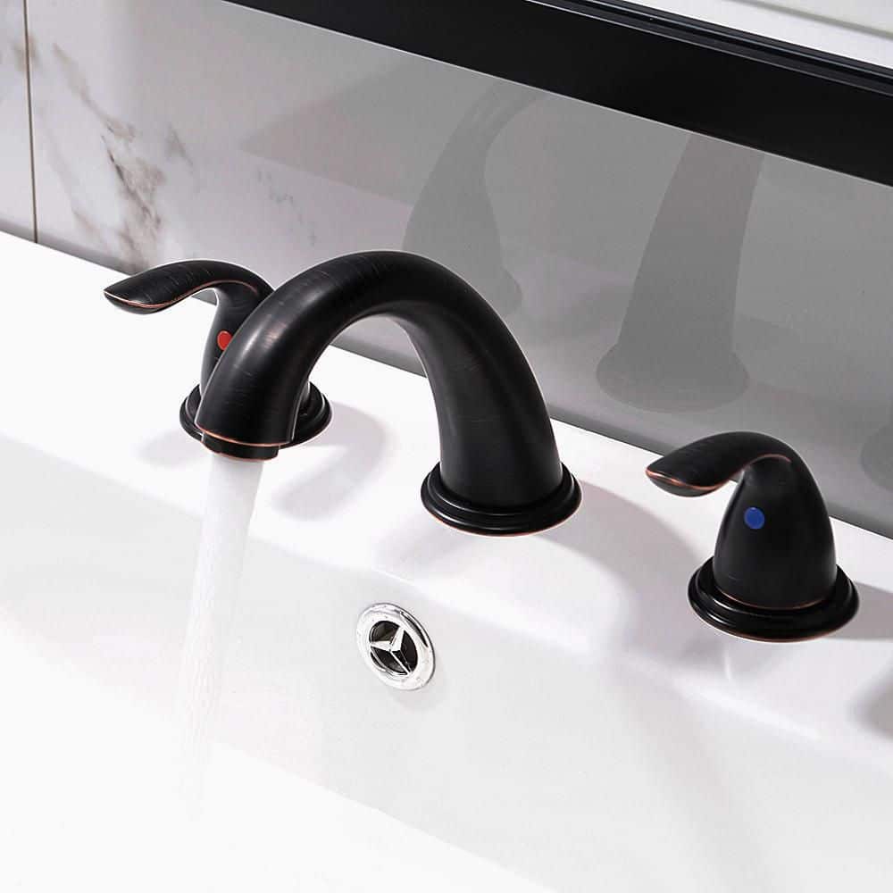 Oil Rubbed Bronze 8-Inch Widespread Bathroom Faucet with Pop-Up Drain