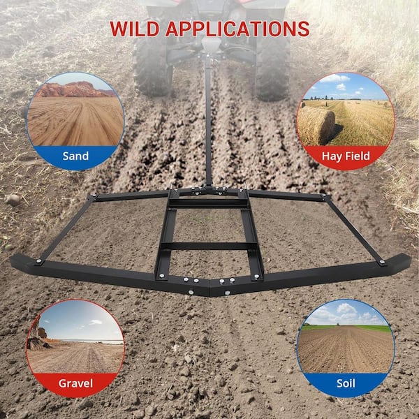 Garvee 74 in. W Tow Behind Drag Harrow, Heavy Duty Lawn Leveling