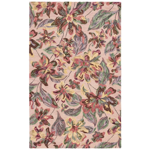 Blossom 5 ft. x 8 ft. Pink/Gold Floral Area Rug