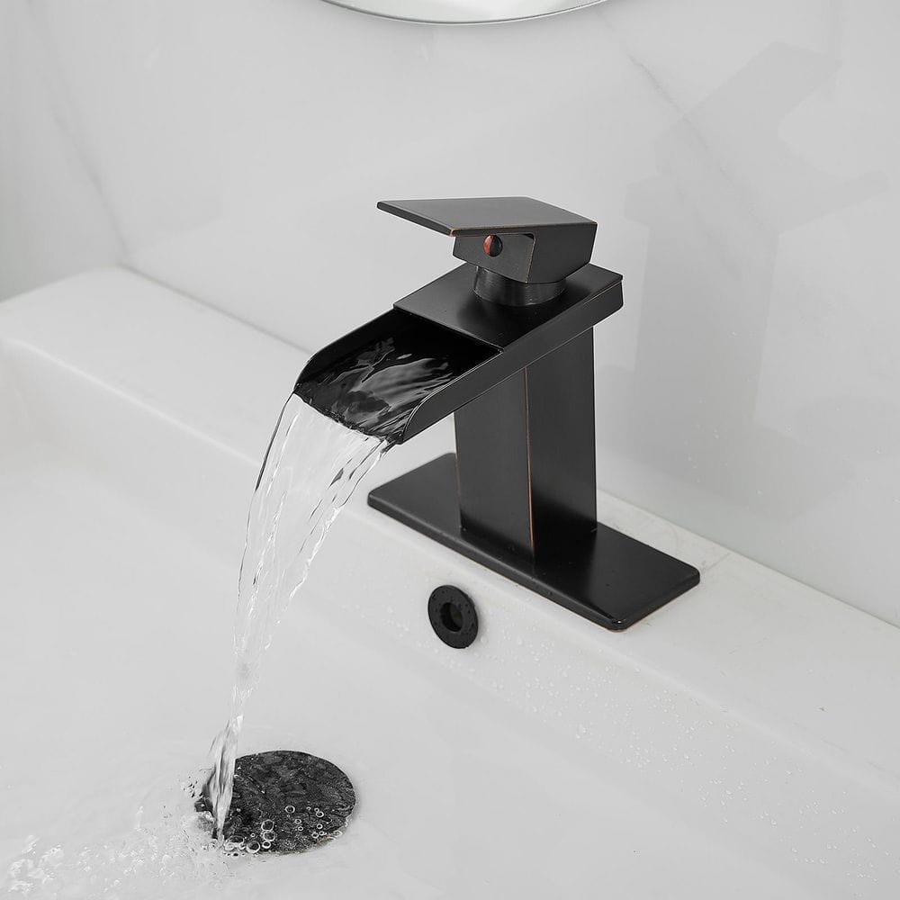 Oil-Rubbed Bronze Single-Handle Waterfall Bathroom Faucet