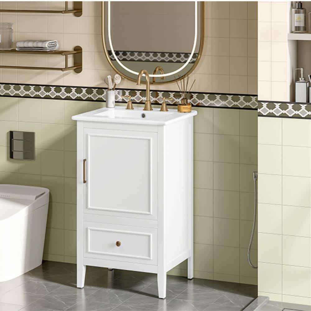 20 in.Single Sink White Freestanding Bathroom Vanity,White Ceramic Top,Soft-Close Door,Drawer price history on PriceWatchPro