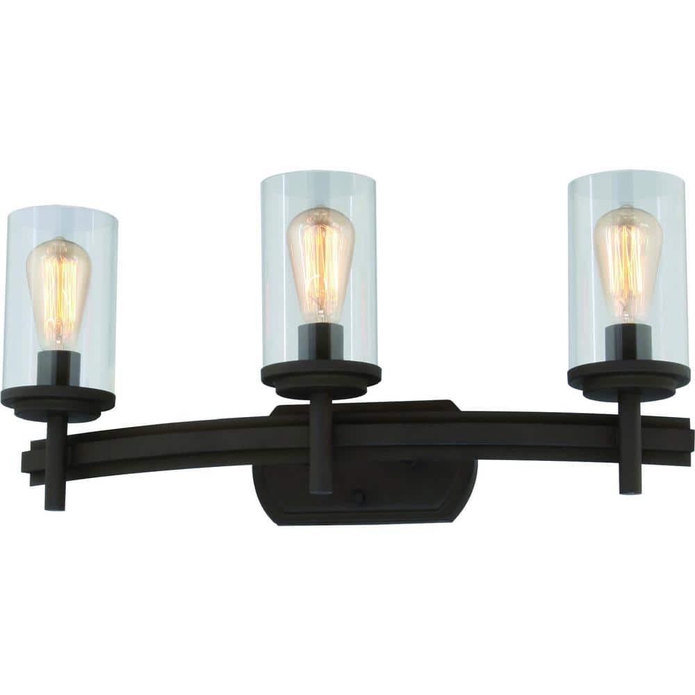 Regina 24" Bronze Dimmable 3-Light Vanity Fixture with Clear Glass Shades